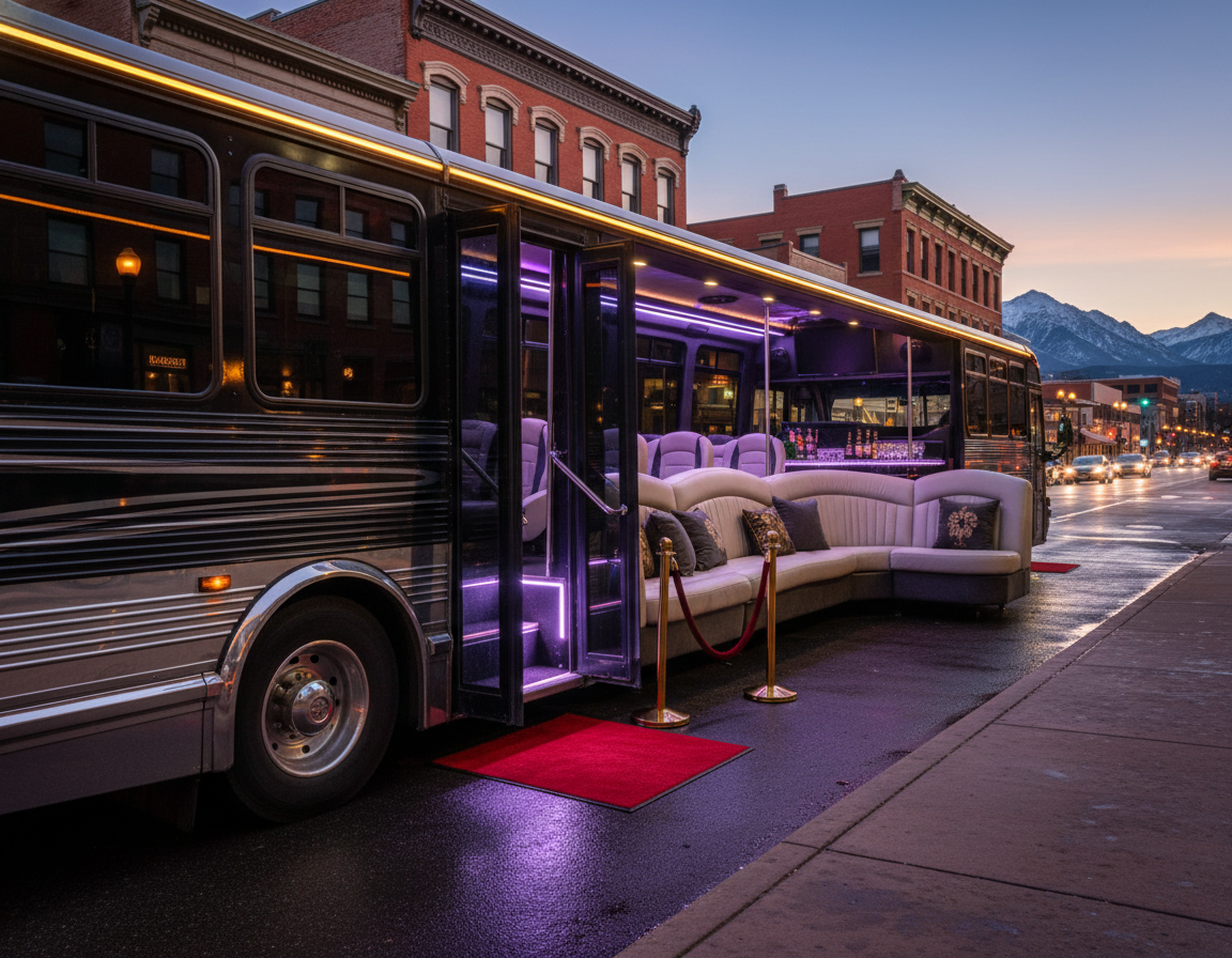 Golden party bus and bus charter
